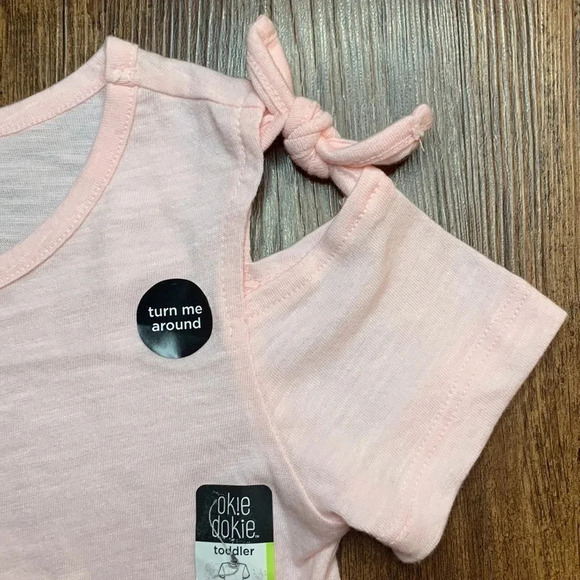 Okie Dokie Girls Cold Shoulder Pink Tee Shirt 4T Whoa Tiger - Picture 6 of 6